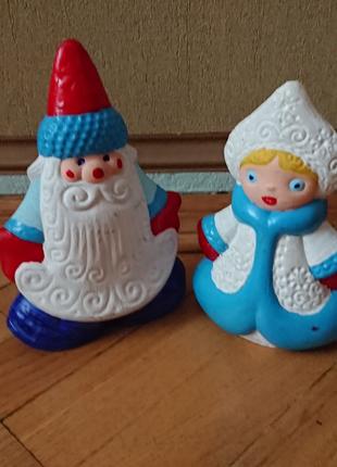 Новогодние игрушки СССР, Дед Мороз, шишки, кувшин, попугайчик