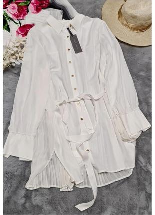 Біла сорочка блуза подовжена плісирована mint velvet
