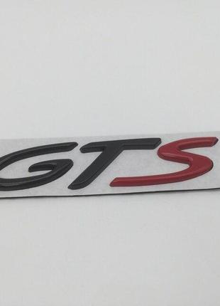 Эмблема надпись GTS (металл, чёрный+красный, глянец), Porsche