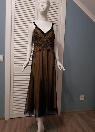 Изысканное вечернее платье сетка с вышивкой david emanuel