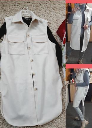 Стильный теплый удлиненный жилет-рубашка ,h&amp;m,  p. xs-s