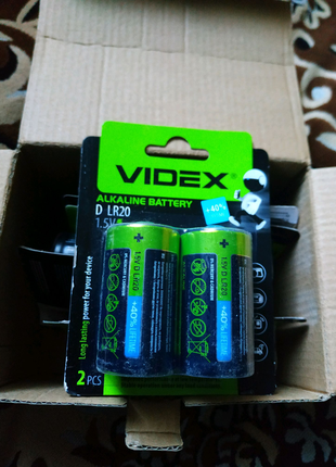 Батарейки R-20 Videx Alkaline.Нові.