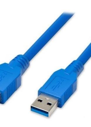 05-10-051. Шнур USB штекер A - гнездо А, version 3.0, синий, 1,5м