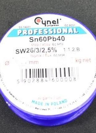 13-09-244. Припой диаметр 1 мм, 60/40, 100г на катушке, Cynel