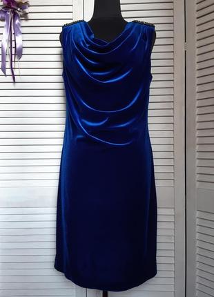 Бархатное платье шикарного синего цвета ronni nicole