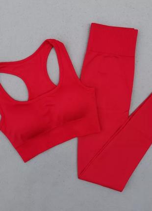 Женский костюм для фитнеса, красный - размер L, нейлон