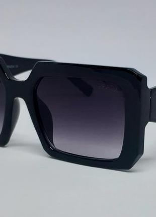 Prada стильные женские солнцезащитные очки черные с белой вста...