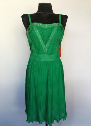 Суперцена. стильное шифоновое платье, юбка плиссе. зелень. нов...