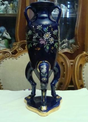 Оригинальная красивая ваза кобальт роспись фарфор германия