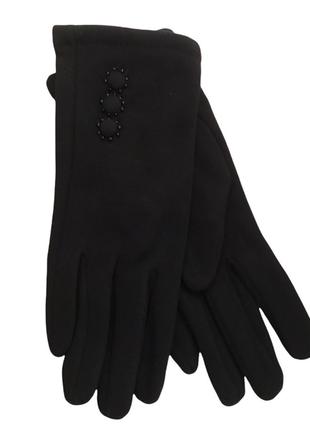 Женские стрейчевые перчатки Черные средние