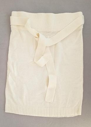 Белая молочная юбка теплая с поясом