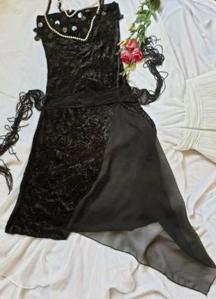 Платье нарядное черное бархат