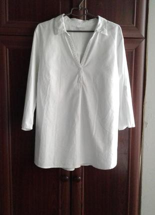 Льняная плотная белая блузка рубашка в этно стиле bpc collecti...
