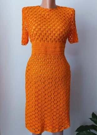 Оранжевое платье на новый год миди 50 48 размер офисное новое ...