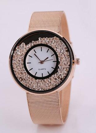 Женские наручные часы браслет розовое золото