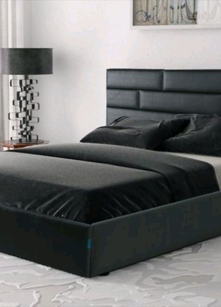 Ліжко шкіряне колір чорний розборні ліжко з масиву дерева та шкір