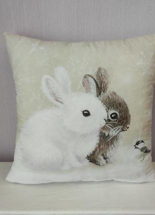 Подушка новогодняя кролики