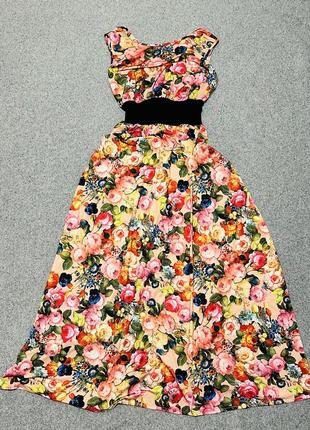 Довга сукня в квіточки , сарафан, платье длинное в цветы pink