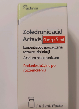 Zoledronic acid Actavis 4мг/5мл Золедронова кислота золедронік