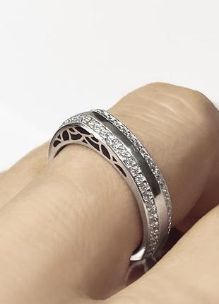 💍 18,5 и 19,5 серебряное кольцо серебро 925 пробы усыпанное бе...