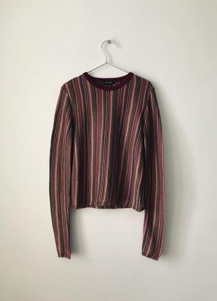Тонкий свитер в разноцветную блестящую полоску new look бордов...
