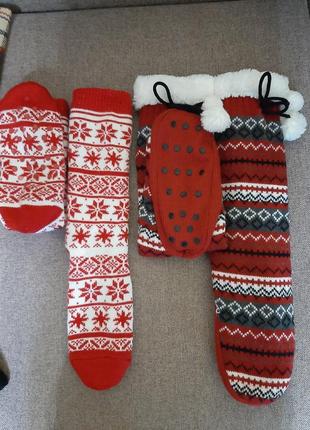 Носки зимние новогодние с антискользящим покрытием