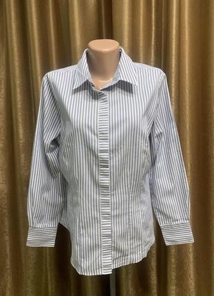Стильная женская рубашка Marks& Spenser в бело-голубую полоску, р