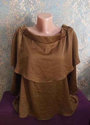 Красивая шелковая блуза м воланом р.44/46 блузка блузочка кофт...