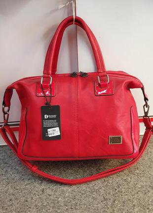Модная женская сумка красного цвета/ стильная сумка/ молодёжна...