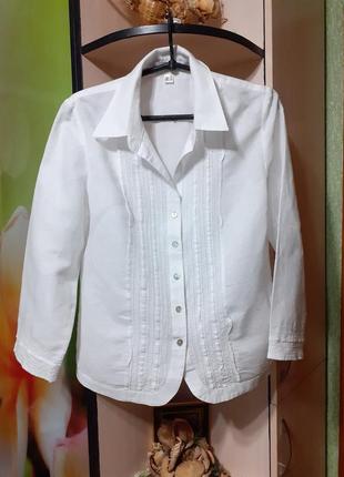 Лляна білосніжна сорочка блуза peter hahn