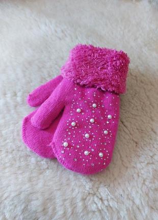 Перчатки теплые на девочку варежки детские