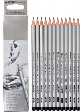 Карандаши графитные микс Marco Raffine 12 штук (7000-12CB)