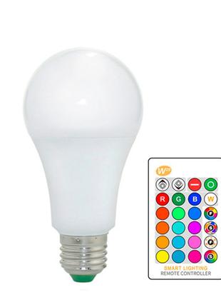 Светодиодная E27 LED RGB 5Вт лампа, 16 цветов с пультом ДУ
