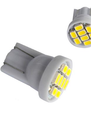 LED T10 W5W лампа в автомобиль 2шт, 8 SMD 3020, белый