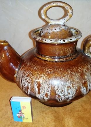 Чайник керамический коричневый