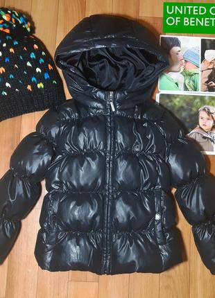 Теплая куртка пуховик для девочки benetton 3-4лет