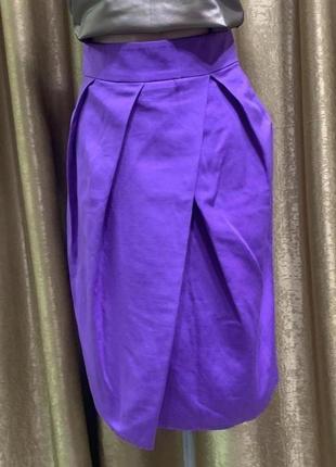 Лёгкая летняя фиолетовая юбка F&F с складками Размер m