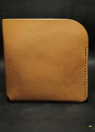 Шкіряний чоловічий гаманець коричневий.Тонкий міні гаманець.