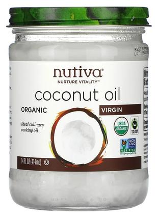 Nutiva, Органічна кокосова олія, першого пресування, 414 мл