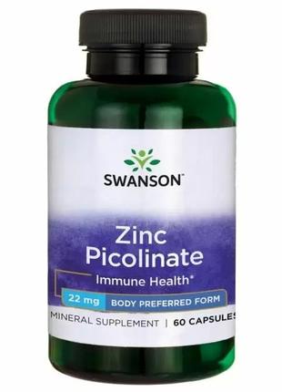 Swanson, Пиколинат цинку 22 мг, Zinc Picolinate, 60 капсул