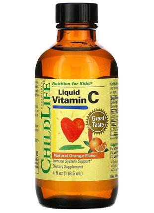 Жидкий витамин C для детей от 6 месяцев ChildLife вкус натурал...