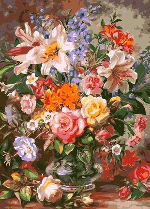 Картина по номерам 40×50 см Kontur. Шикарный букет лилий и роз...