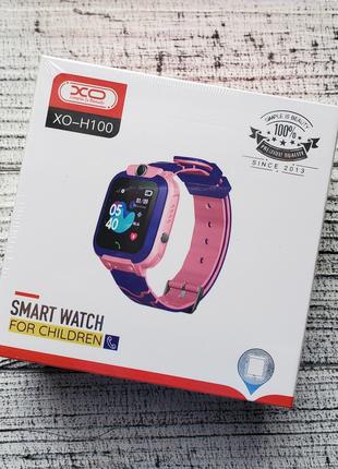 Смарт часы XO H100 Smart Watch детские с GPS трекером розовый