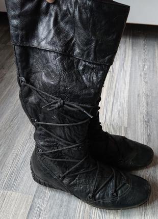 Женские кожаные сапоги со шнуровкой р.38 осень зима