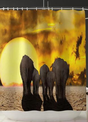 Занавеска-шторка для душа «слоны» 170×180 см