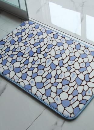 Плюшевый коврик «камешки» синий 50×80 см