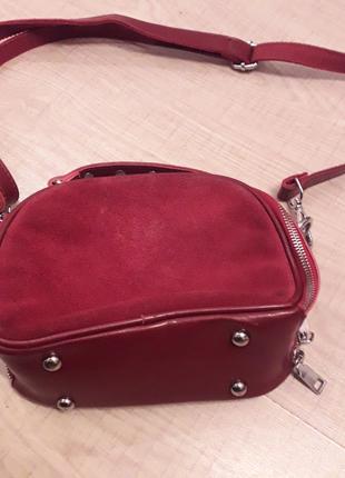 Стильна жіноча чоловіча сумка шкіряна сумочка червона