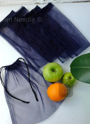 Эко мешочек темно-синий, эко торбочка для фруктов/овощей, еко ...