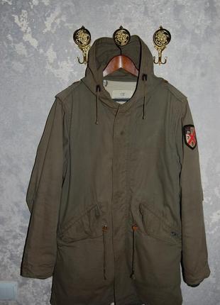 Куртка пальто милитари стиля с меховой подкладкой scotch & sod...