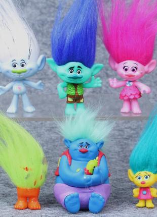 Набор игрушек тролли trolls (6 штук), новые